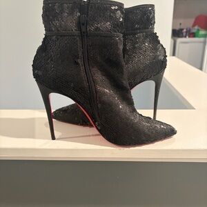Christian Louboutin Black Sequin Heeled Boots